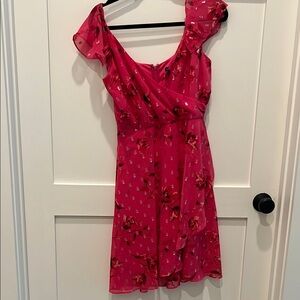 White House Black Market Pink Floral Asymmetrical Dress